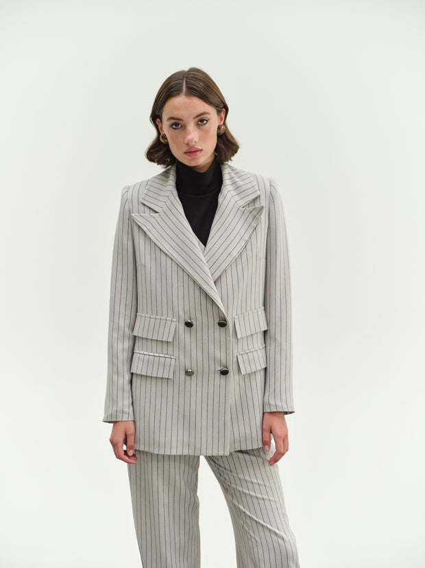 Σακάκι Ριγέ Σταυρωτό