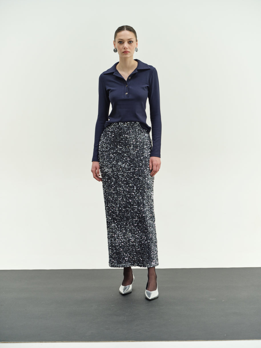 Φούστα παγιέτα midi