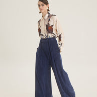 Wide leg pants with belt 