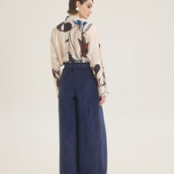 Wide leg pants with belt 