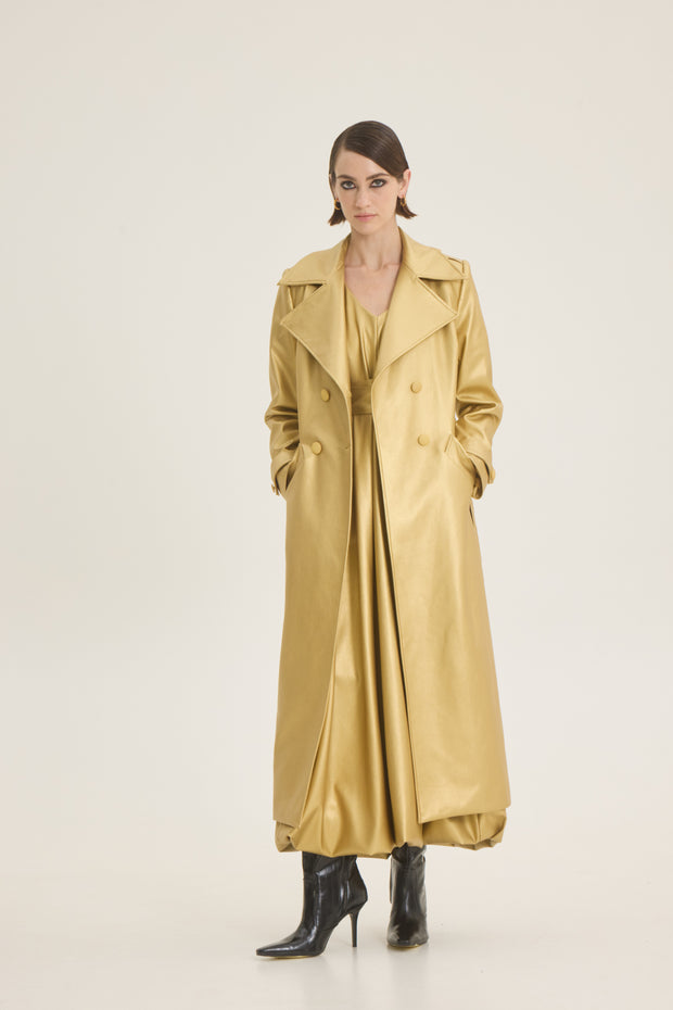 Trench coat eco leather gold
