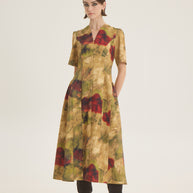 Printed ruffled side dress