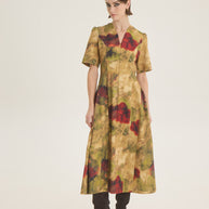 Printed ruffled side dress