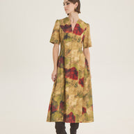 Printed ruffled side dress