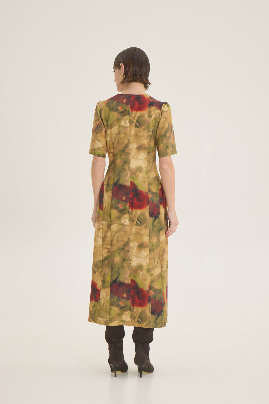 Printed ruffled side dress