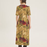 Printed ruffled side dress