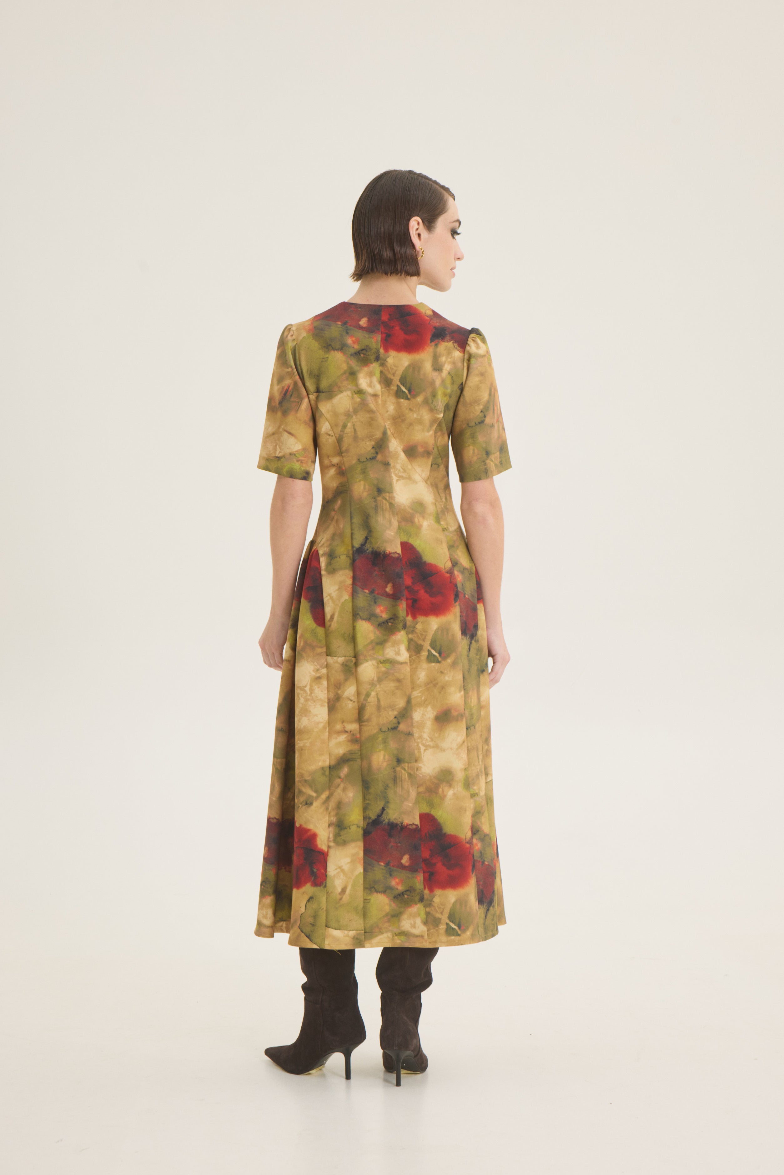 Printed ruffled side dress