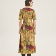 Printed ruffled side dress