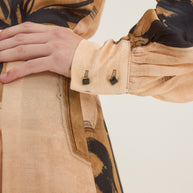 Beige-black printed blouse