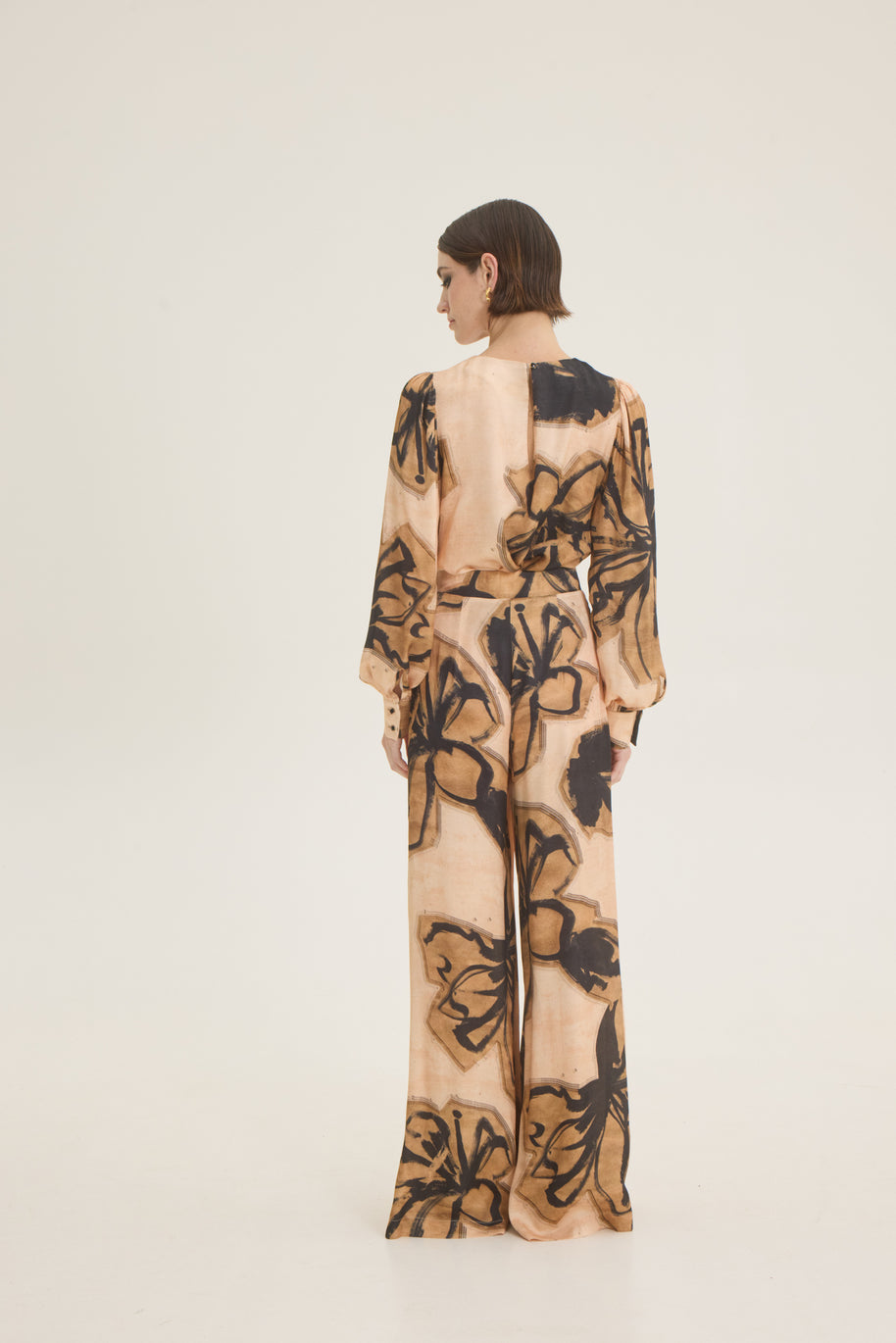 Beige- black printed pants