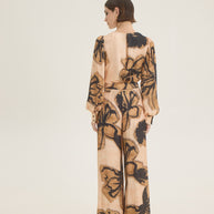 Beige- black printed pants