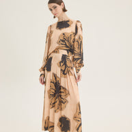 Beige-black printed skirt