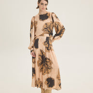 Beige-black printed skirt