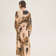 Beige-black printed skirt