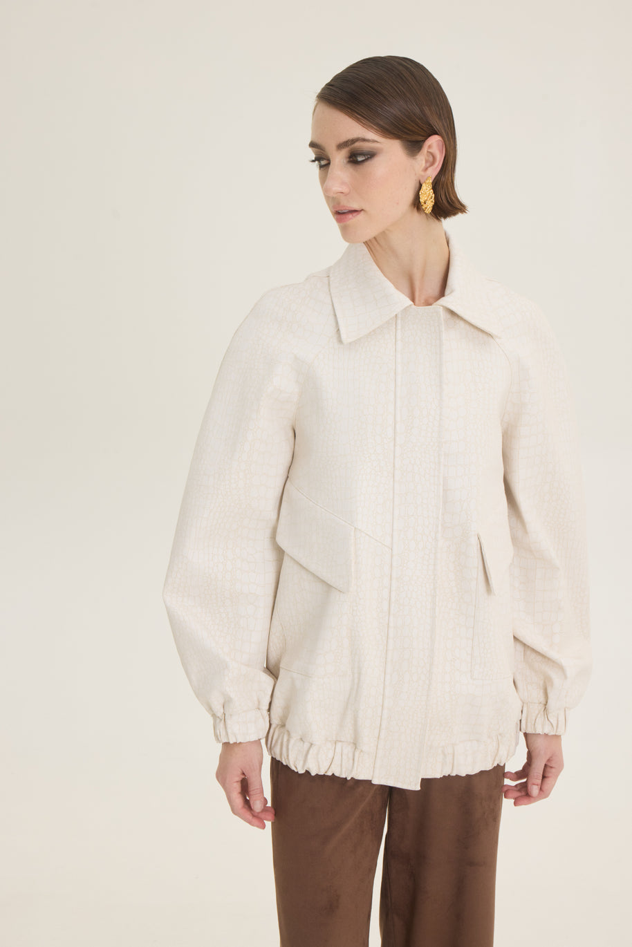 Oversized croco jacket