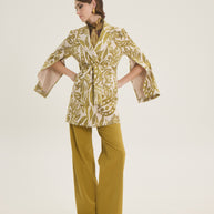 Slit sleeves long jacket