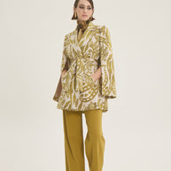 Slit sleeves long jacket