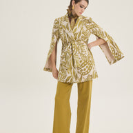 Slit sleeves long jacket