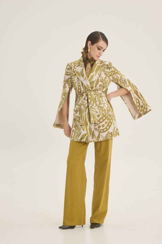 Slit sleeves long jacket