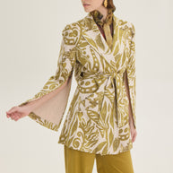 Slit sleeves long jacket