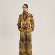 Printed jacket with elastic waist