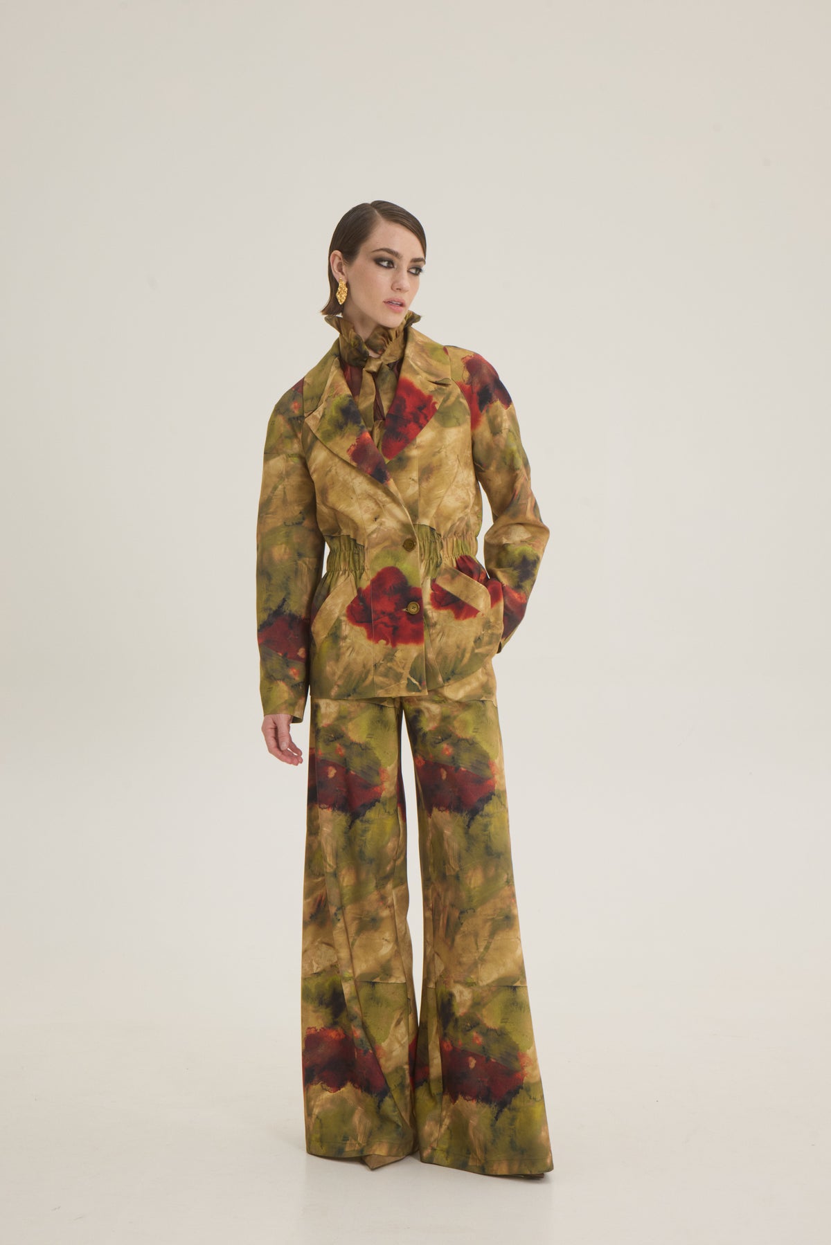 Printed jacket with elastic waist