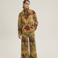 Printed jacket with elastic waist