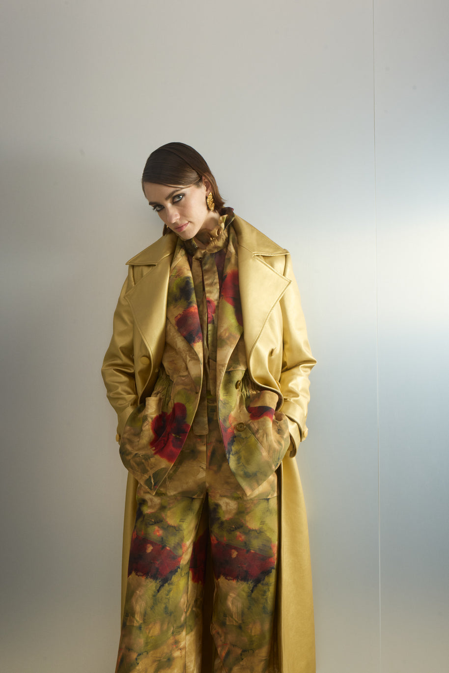 Printed jacket with elastic waist