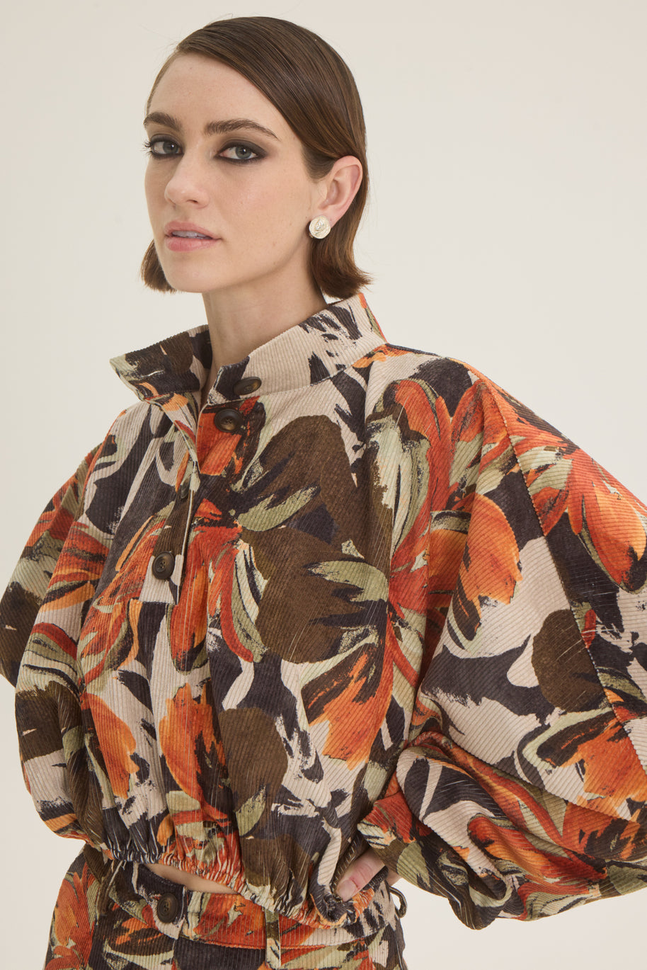 Printed corduroy blouse