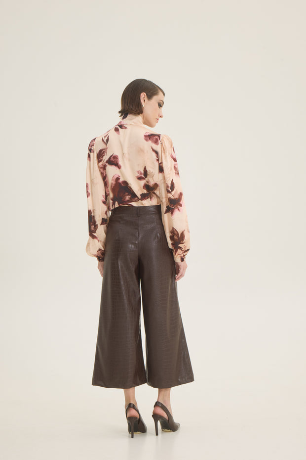 Eco leather cropped pants