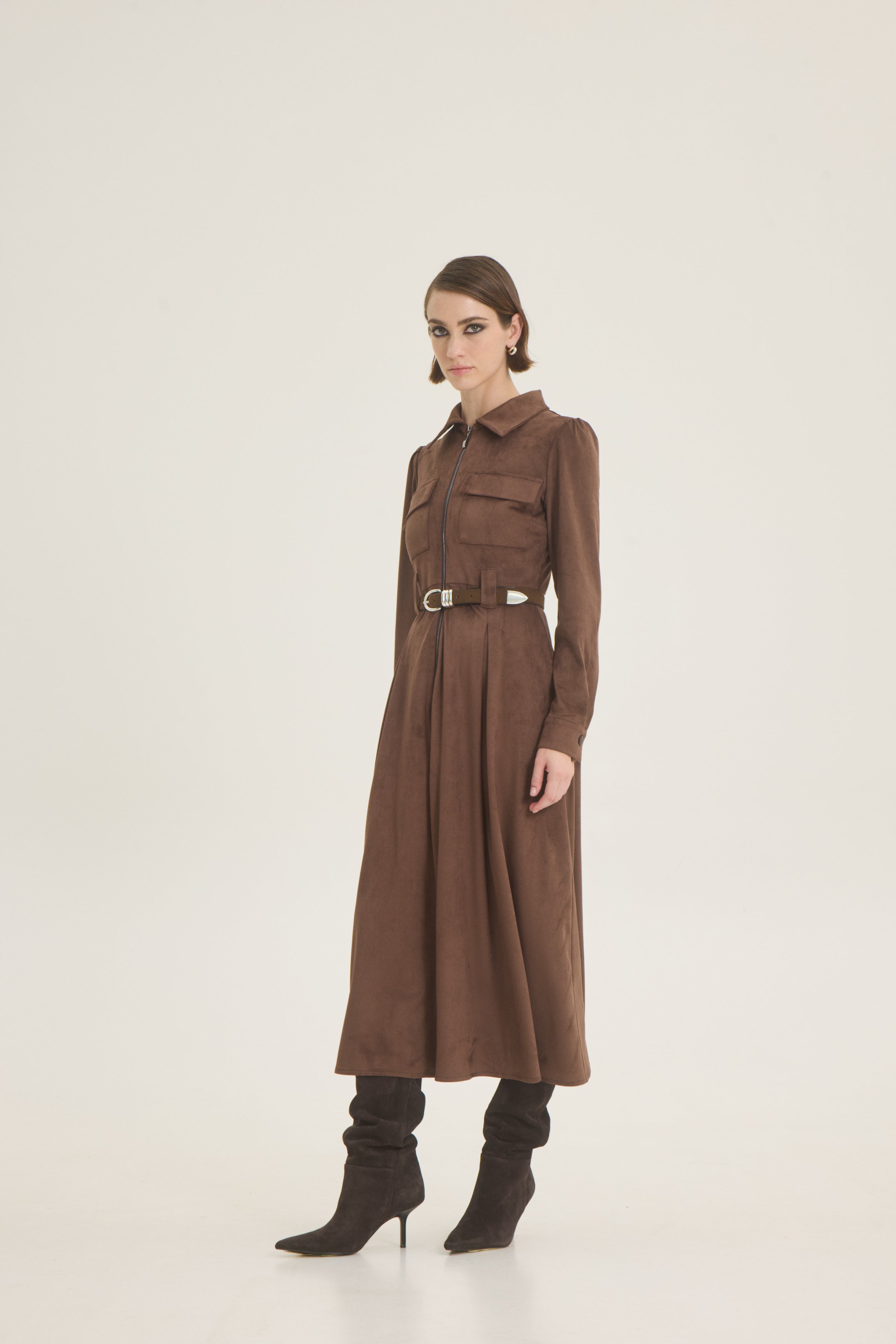 Suede zipped dress