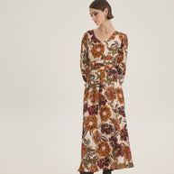Midi floral dress with belt