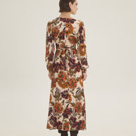 Midi floral dress with belt
