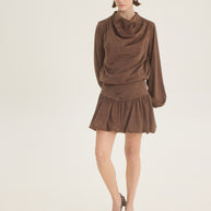 Balloon suede skirt