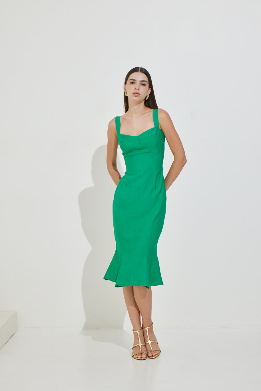 Straight-Line Dress with Ruffles