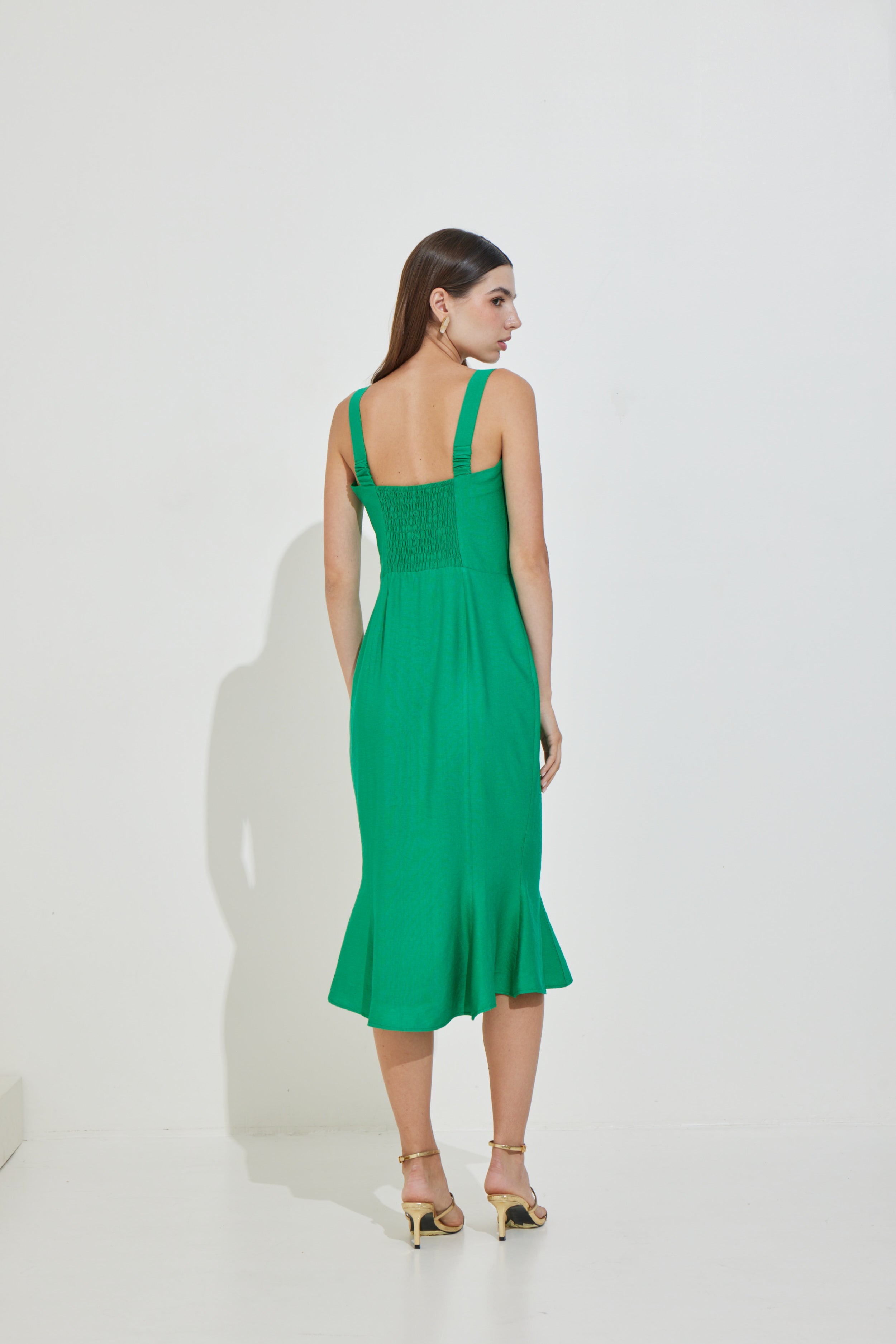 Straight-Line Dress with Ruffles