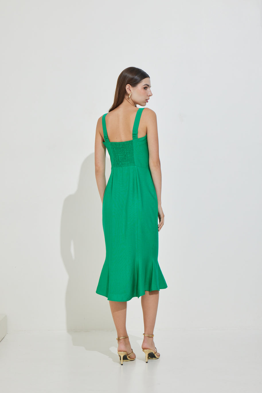 Straight-Line Dress with Ruffles