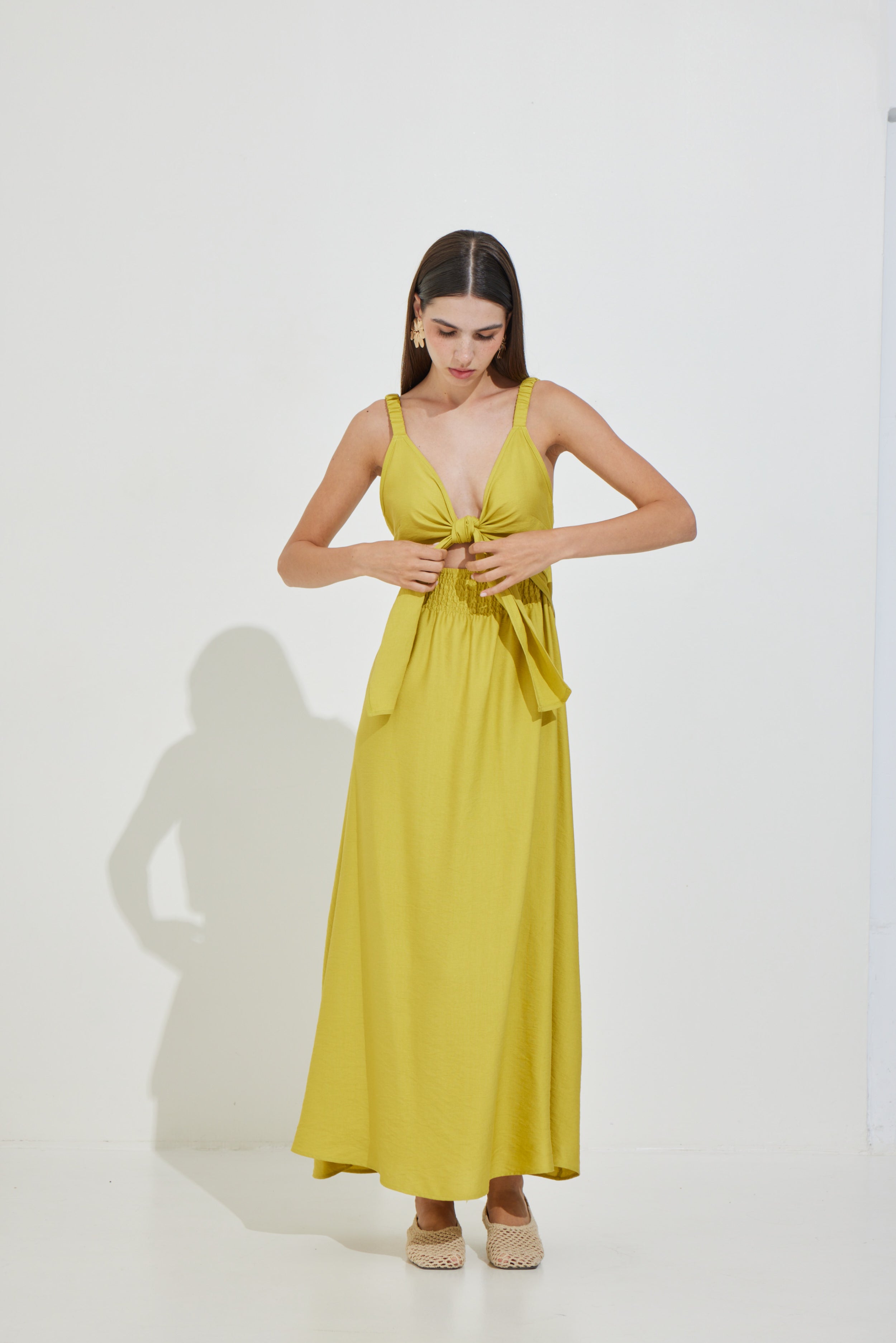 Long Dress with Tie Front