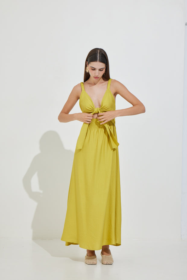 Long Dress with Tie Front