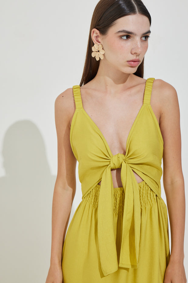 Long Dress with Tie Front