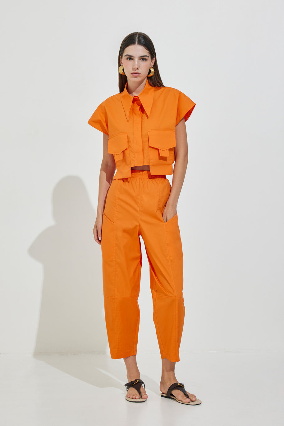 Crop Shirt with Long Pockets