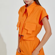 Crop Shirt with Long Pockets