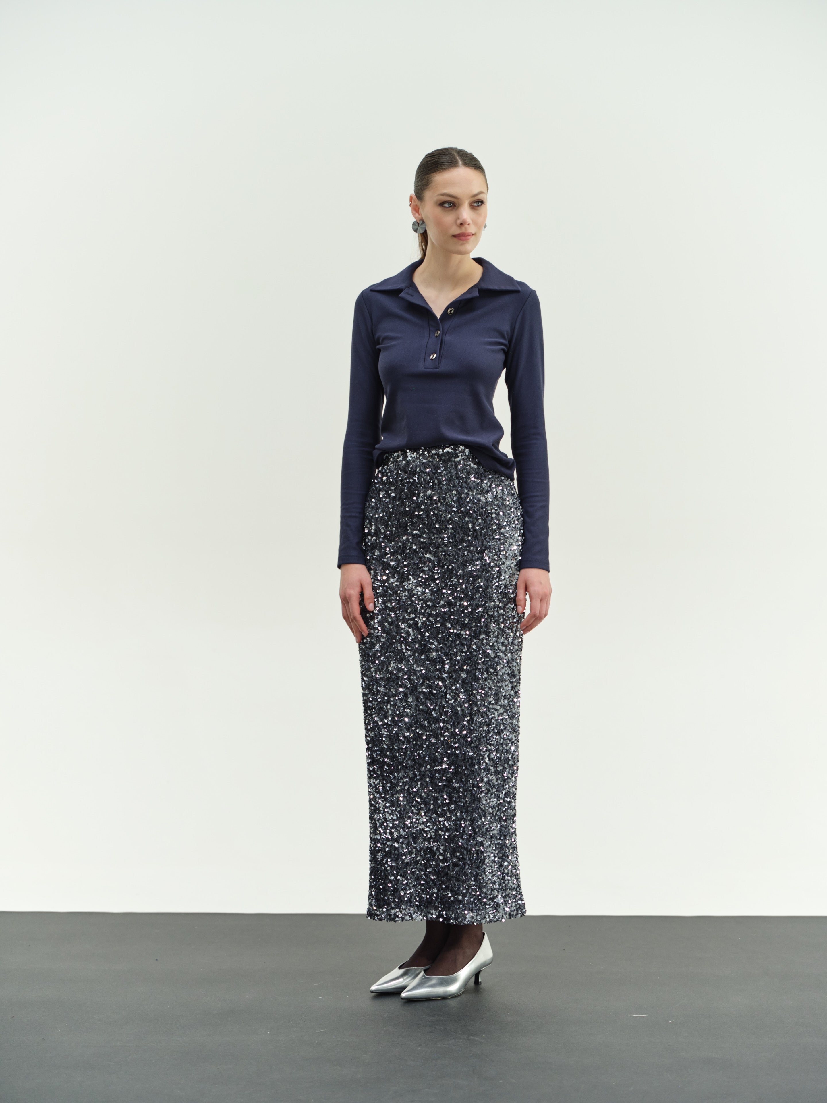 Φούστα παγιέτα midi