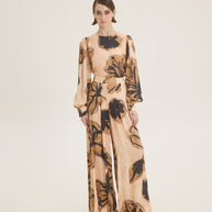 Beige- black printed pants