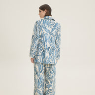 Double waisted printed jean jacket