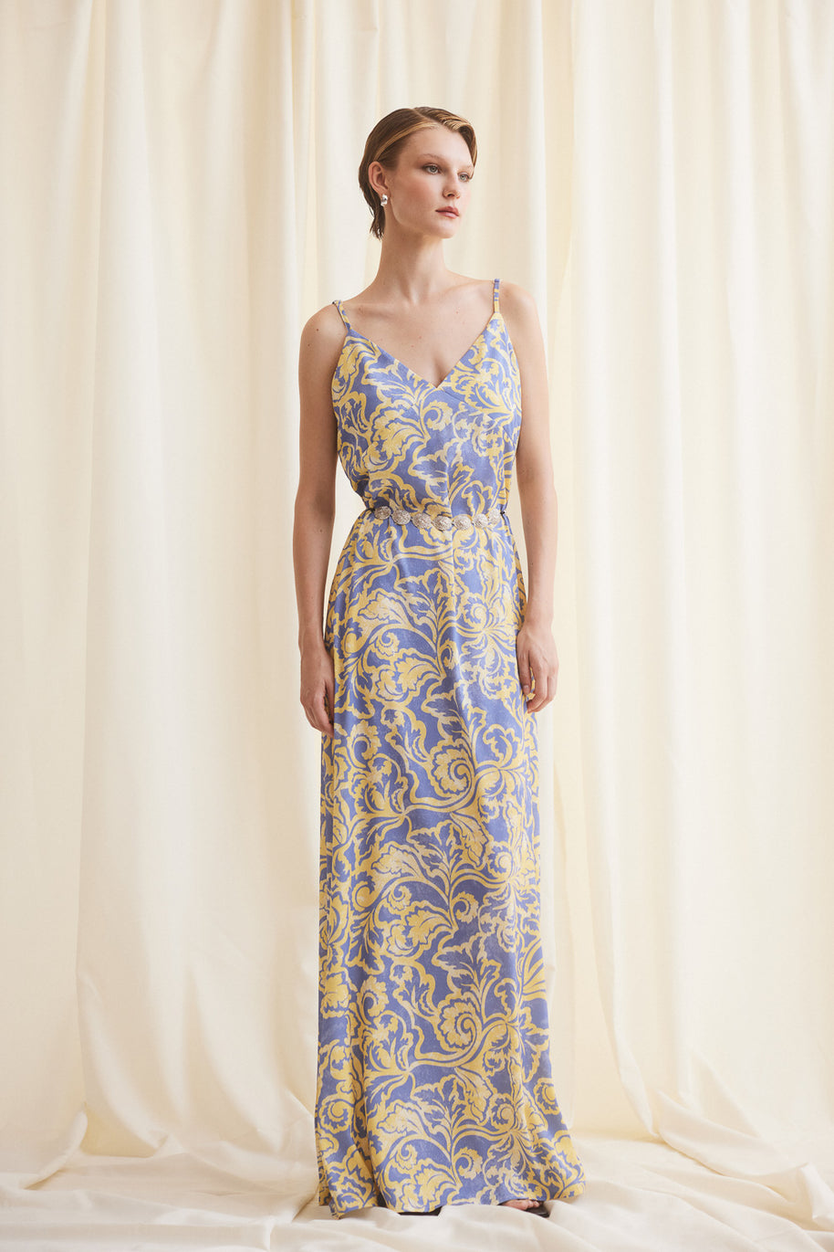 Long Dress Light Blue Yellow