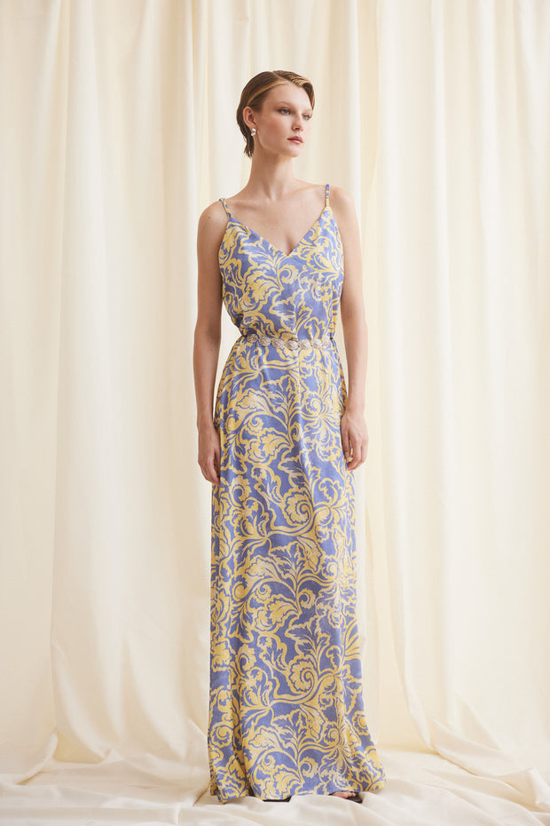 Long Dress Light Blue Yellow