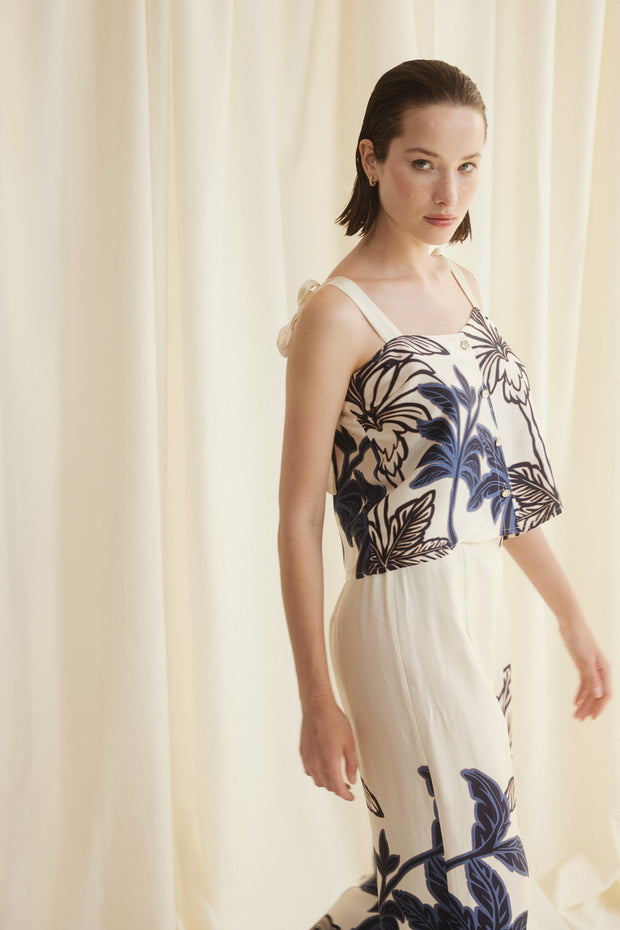 Μπλούζα Κοντή με Λουλούδια