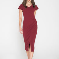 Midi Φόρεμα με Σκίσιμο Στο Τελείωμα