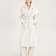 Belted scarf-detailed coat